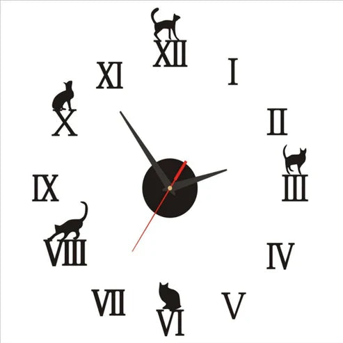 3D Cat Design Wall Clock