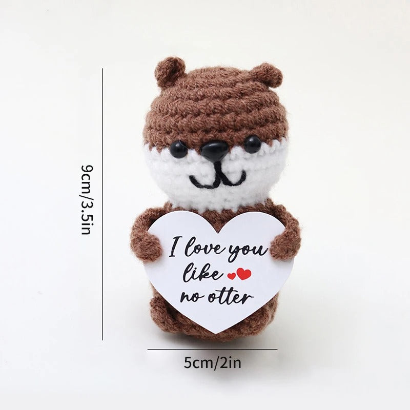 Positive Crochet Doll Funny Valentines Day Gift with Card