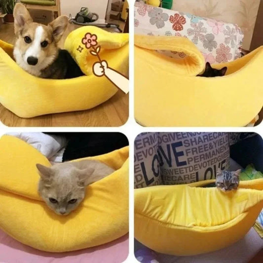 Warm Banana Shaped Cat Bed